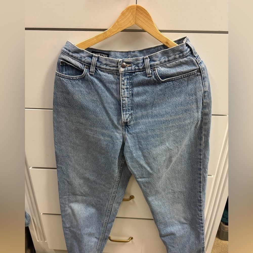 Lands End vintage high waisted white washed  Blue Denim Jeans US 12 Petite